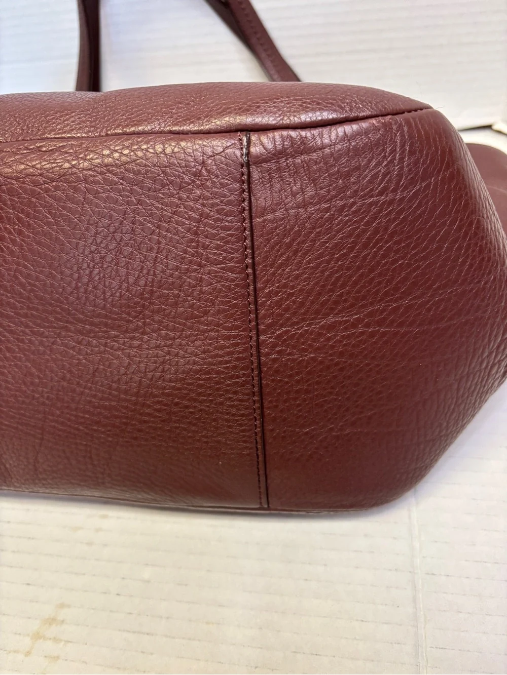 Coach Park Carrie Pebbled Leather Tote F23284 Brown Burgundy Hobo Bag